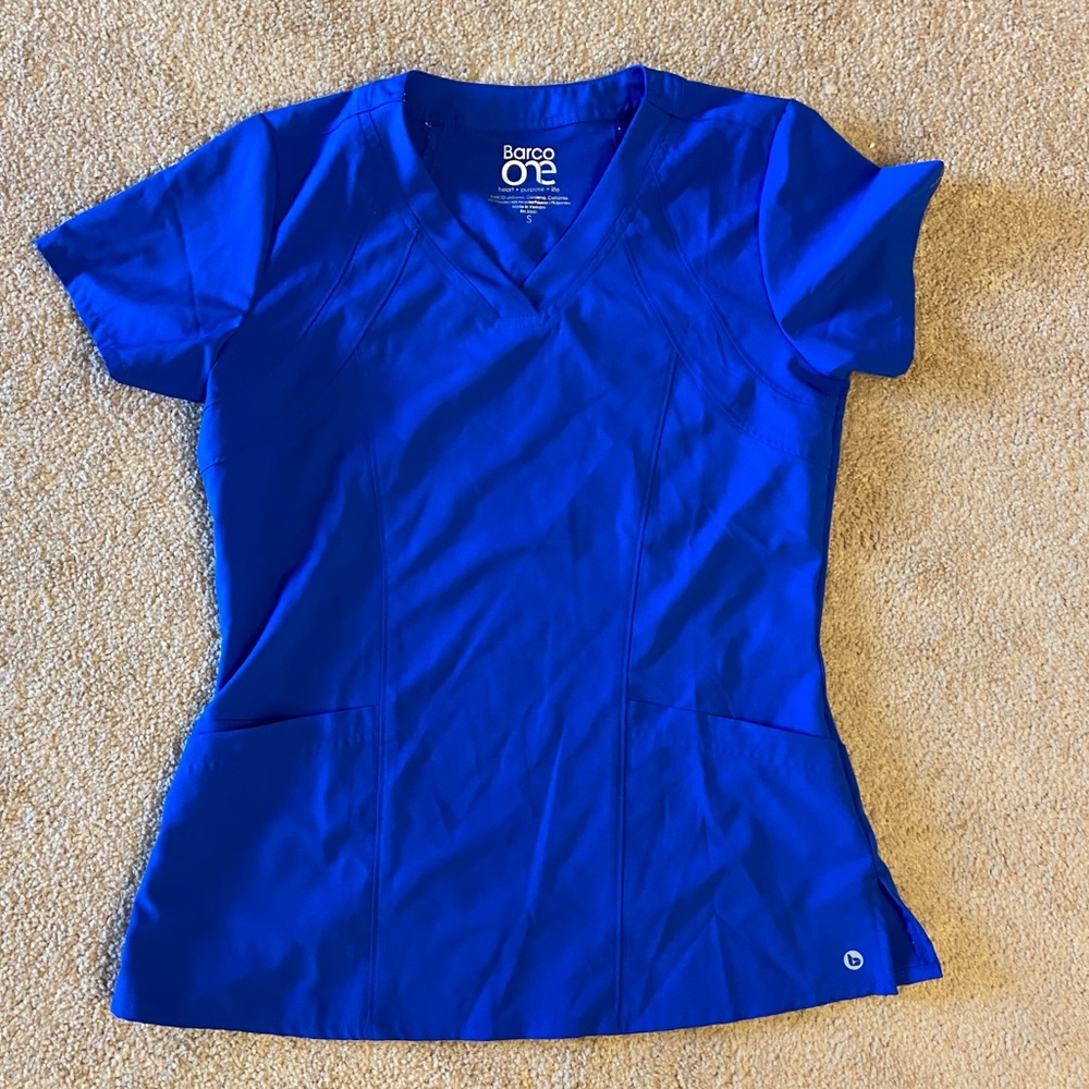 Bright blue scrub top